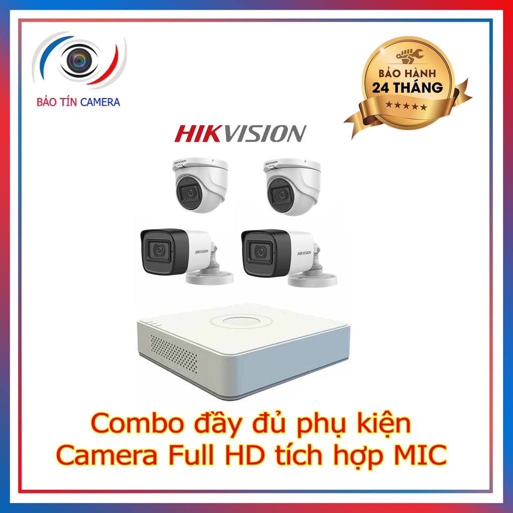 Trọn Bộ 4 Camera Quan Sát Hikvision 2.0 megapixel Full HD 1080P