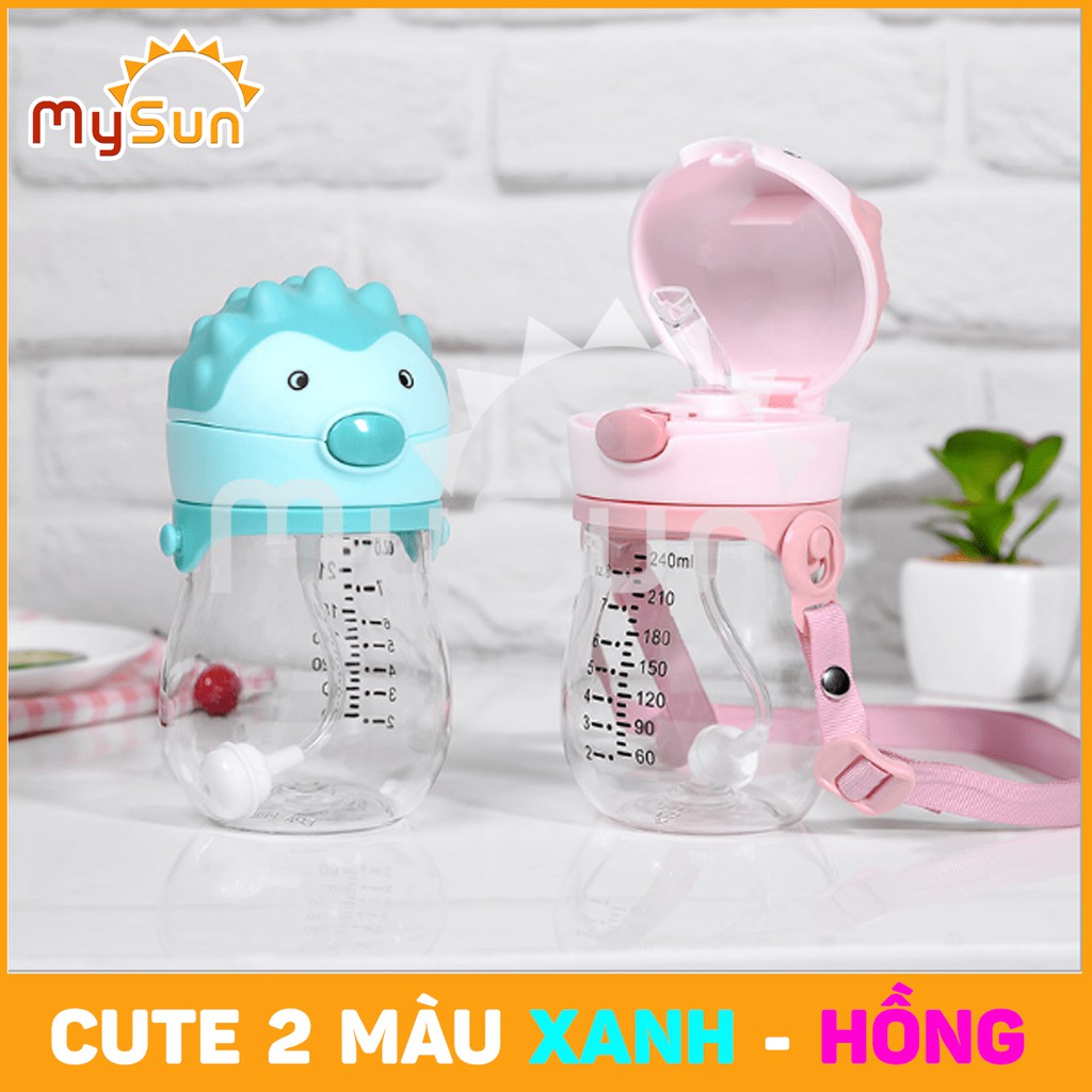 Bình nước KHỦNG LONG 3D cho bé | Bình uống nước học sinh có ống hút vòi Silicon, dây đeo cho bé trai, bé gái - MYSUN