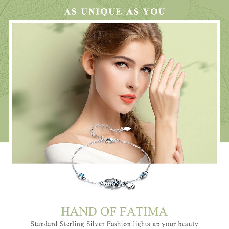 BAMOER Vòng Đeo Tay Xi Bạc 925 HìNh BàN Tay Fatima
