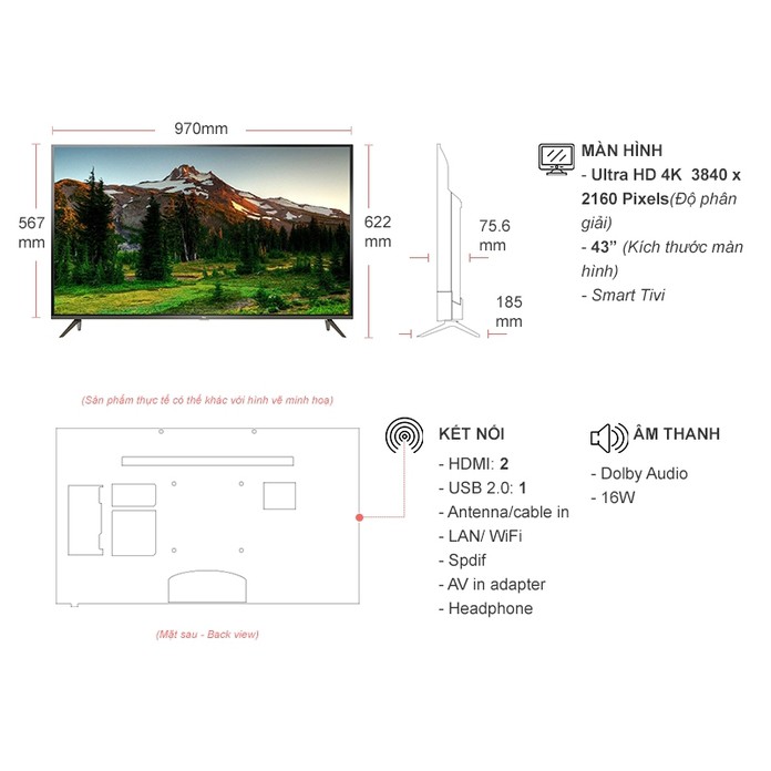 Android Tivi TCL 4K 43 inch L43P8