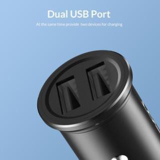 Tẩu sạc xe hơi mini TOPK G204 hai cổng USB, 3.1A sạc nhanh cho điện thoại, máy tính bảng