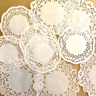 Set 10 giấy trang trí họa tiết ren Paper Doyleys - Lace material paper dia 11.4cm and 14c