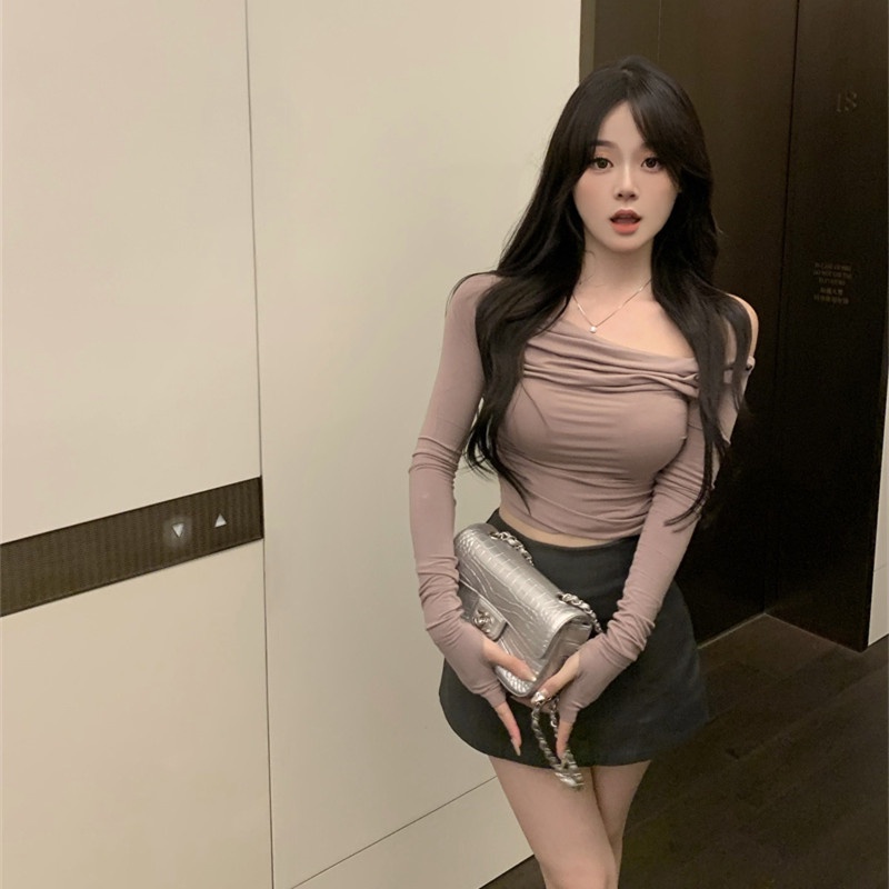 Áo Kiểu Tay Dài Hở Vai Dáng Ôm Thời Trang Quyến Rũ Cho Nữ