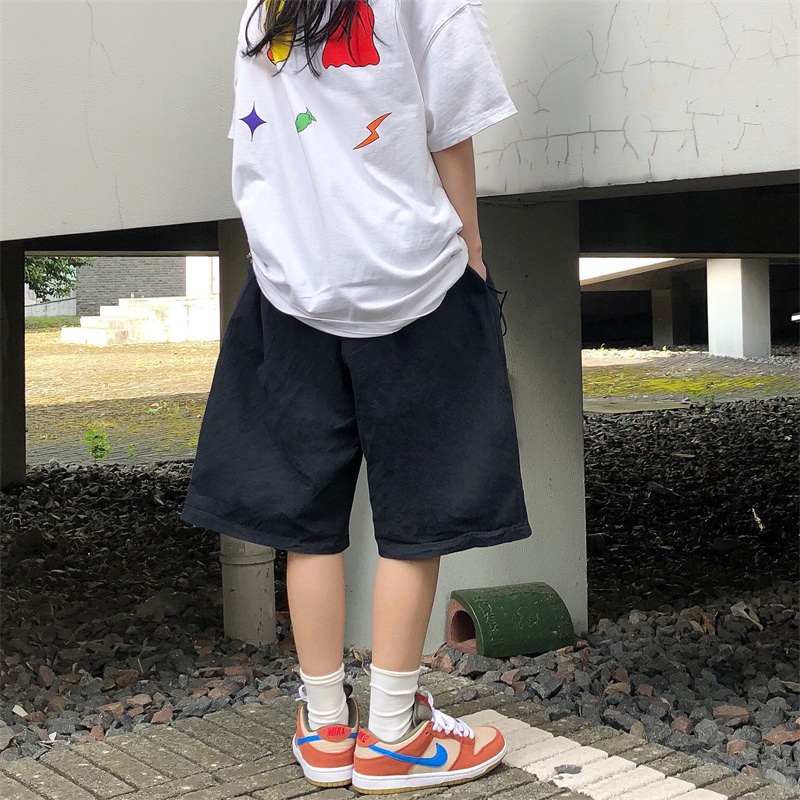 Quần Short Nam Màu Trơn Phong Cách retro Thời Trang Hàn Quốc