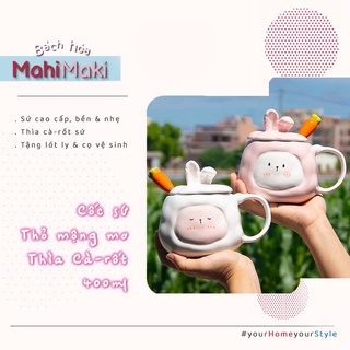 Ly sứ Cốc Sứ Cao cấp Thỏ bông Dễ thương 400ml làm quà tặng, uống trà, cà phê, uống nước