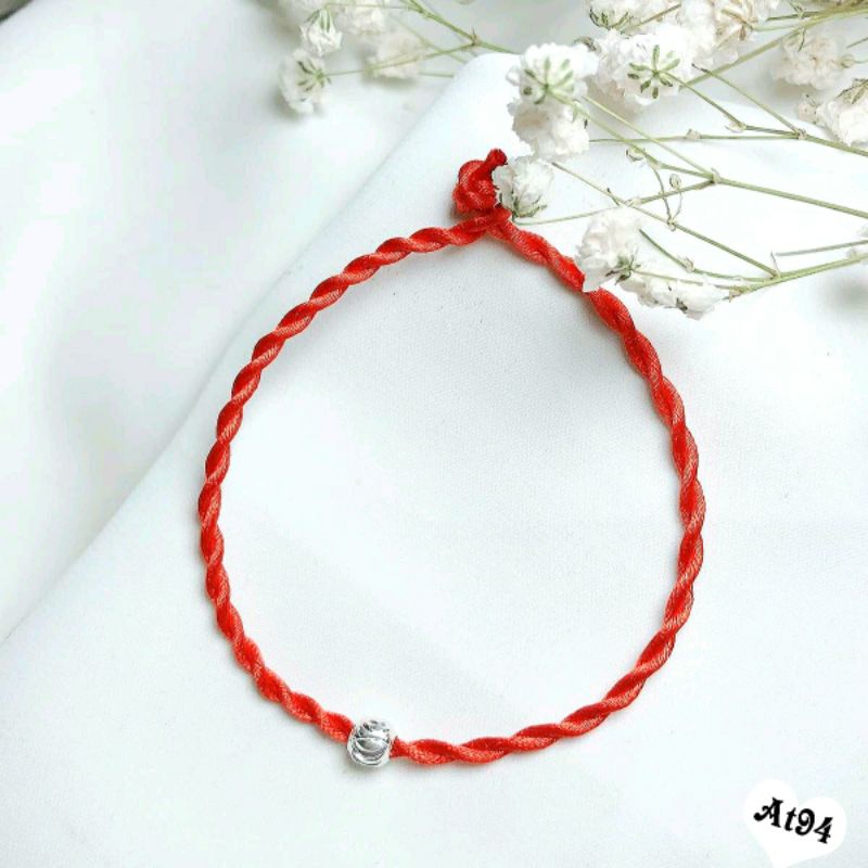 Vòng chỉ đỏ Bi Bạc Phay 1994 Bạc925