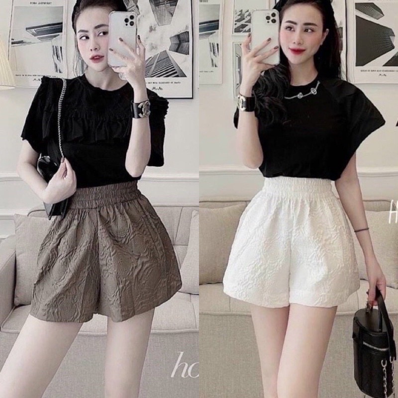 Quần short nữ hoa in nổi siêu hot