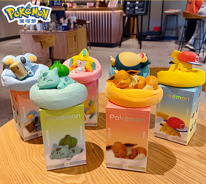 Pokemon Series Decoration Blind Box Magic Baby Car Pikachu Sleeping Posture Squirtle Charmander Model Hand Office