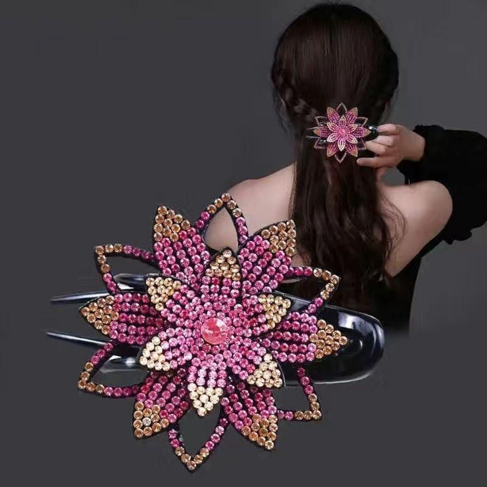 Kẹp Tóc Nhựa Hình Chữ U Họa Tiết Hoa Phong Cách Hàn Quốc Đơn Giản Dễ Phối Đồ