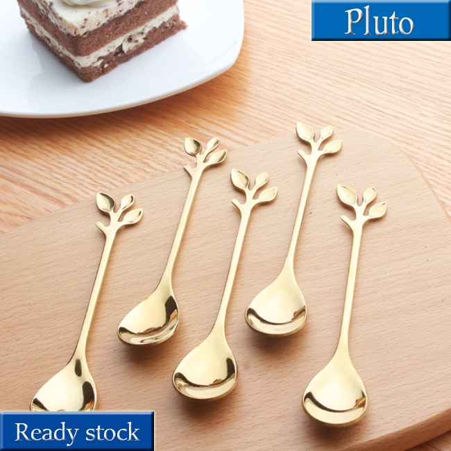 Muỗng/nĩa hình lá cây làm bằng thép không gỉ chất lượng cao