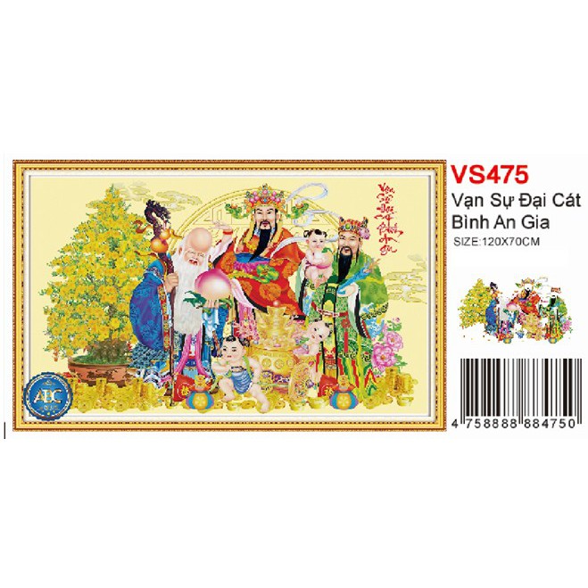 Tranh đính đá Vạn Sự Đại Cát Bình An Gia KT:120cmx70cm