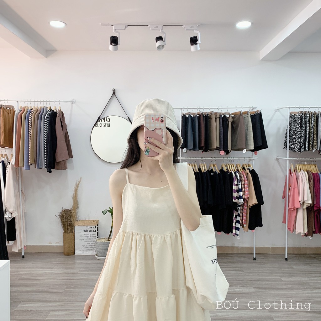 [Mã FATHANG5 giảm 10K đơn 50K]  Đầm babydoll 2 dây Kem cho Nữ | BigBuy360 - bigbuy360.vn