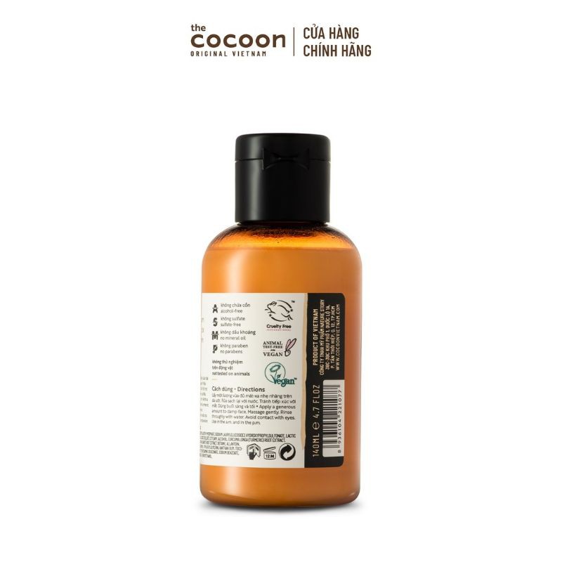 Sữa rửa mặt Nghệ Hưng Yên Cocoon 4% AHA 140ml
