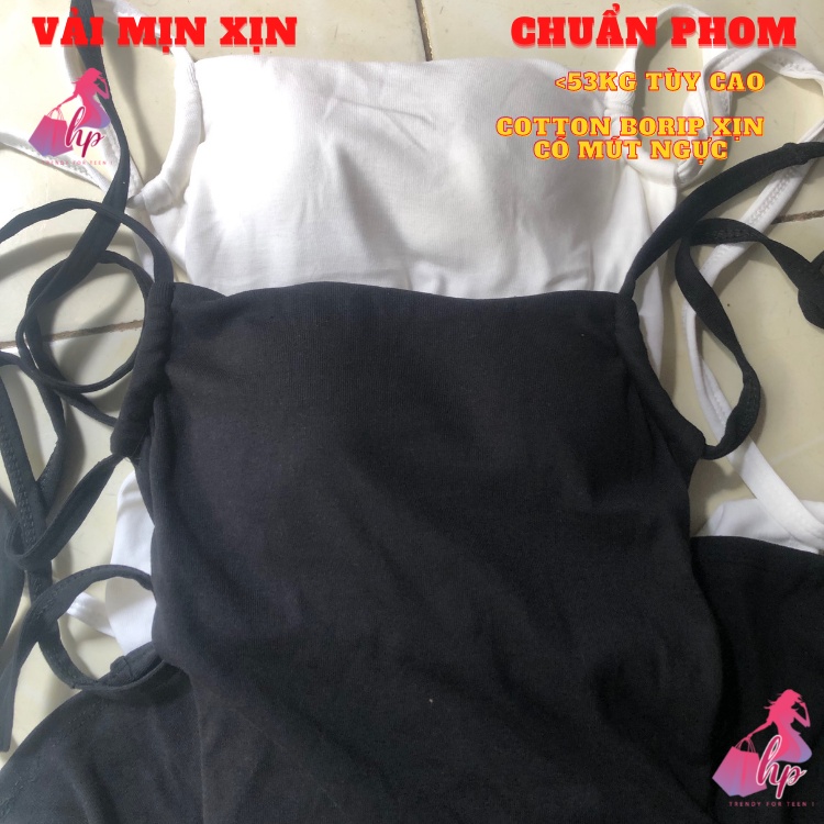 Váy đầm yếm 2 dây nữ hở lưng dáng xòe cột nơ vai màu đen thun borip xịn sexy phong cách sang chảnh hàn aloha