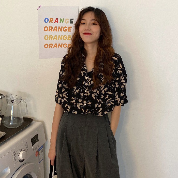 Sơ mi đen lá nhỏ | 11HIN