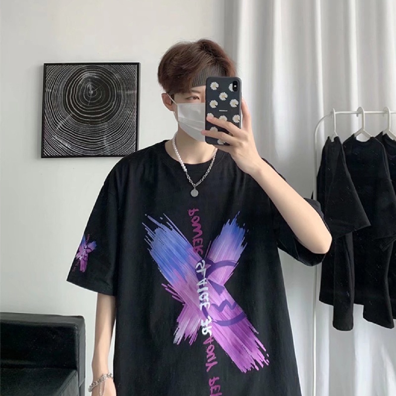 Áo Thun Tay Ngắn Dáng Rộng In Chữ Size M-5XL Phong Cách Hàn Quốc Cho Nam