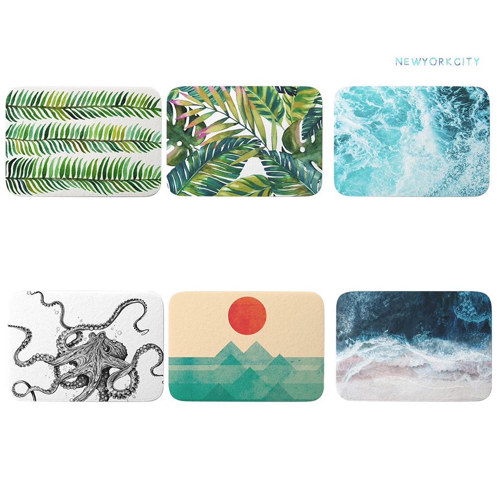 Thảm Chùi Chân Chống Trượt Hình Bạch Tuộc Và Sóng Biển