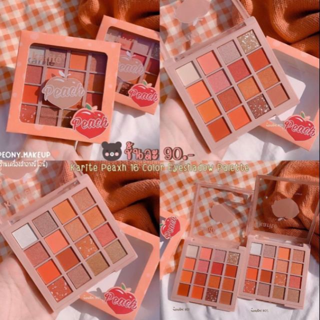 Phấn Mắt 16 Ô Màu Nhũ Lì Karite Peach 16 Colour Eyeshadow Palette