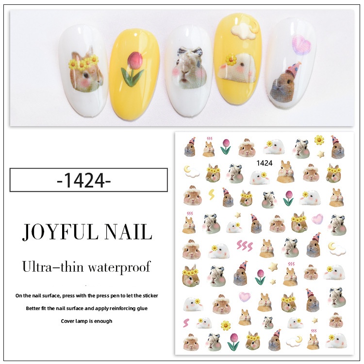 Sticker Dán Móng Tay Chống Nước Hình Mèo / Cún / Mèo Dễ Thương diy