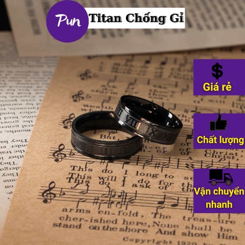 Nhẫn Titan nam nữ unisex họa tiết số la mã,Nhẫn nam nữ hot không rỉ - Nhẫn La Mã