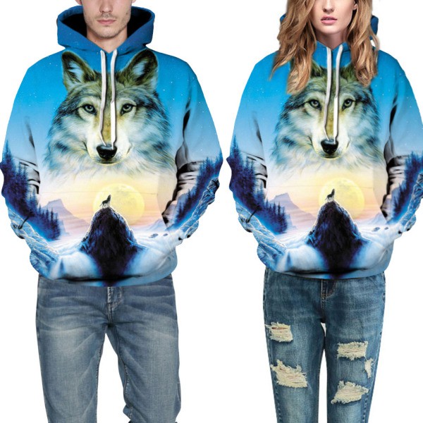 Áo hoodie dài tay in hình sói 3D thời trang dành cho cả nam và nữ