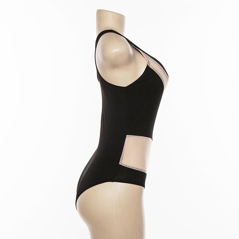 Sexy Side Off Shoulder Mesh Patchwork Slim Bodysuit Women Beach Swimsuit | BigBuy360 - bigbuy360.vn