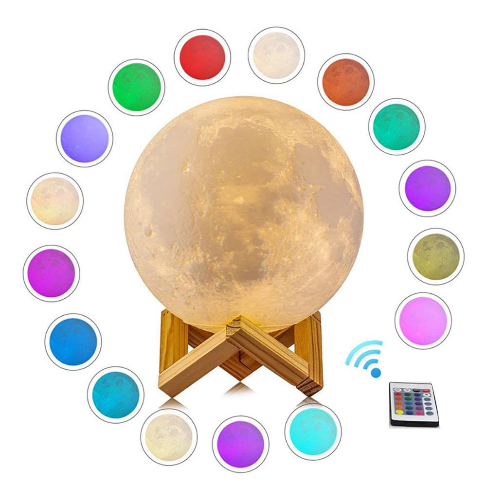 Đèn ngủ cảm ứng thiết kế hình mặt trăng sáng tạo có 16 màu