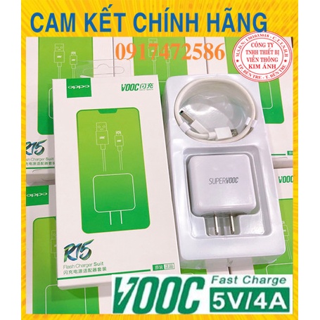 V8- Bộ sạc nhanh OPPO VOOC R15, 5V-4A Chân Micro - Hàng Chính Hãng bảo hành 12 tháng