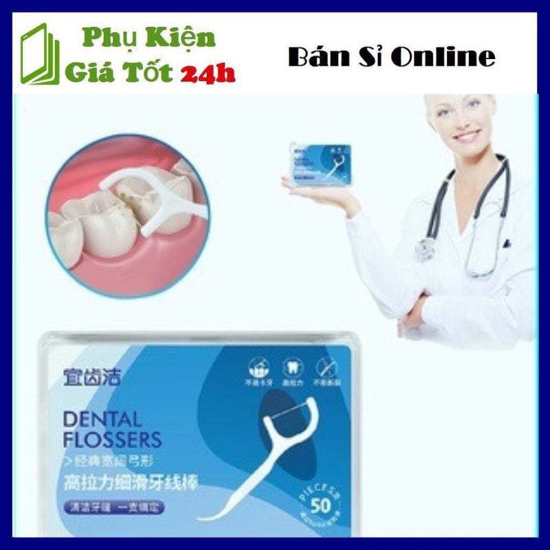 A018_Tăm chỉ nha khoa hộp 50 chiếc sợi chỉ mảnh sự lựa chọn tối ưu cho gia đình