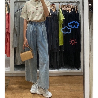 QUẦN JEANS CẠP CAO PHỐI REN VINTAGE