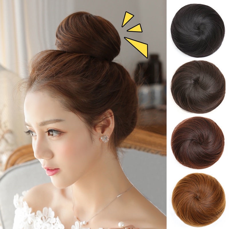 Tóc búi củ tỏi dáng tròn hàn quốc sợi tơ nhân tạo như tóc thật