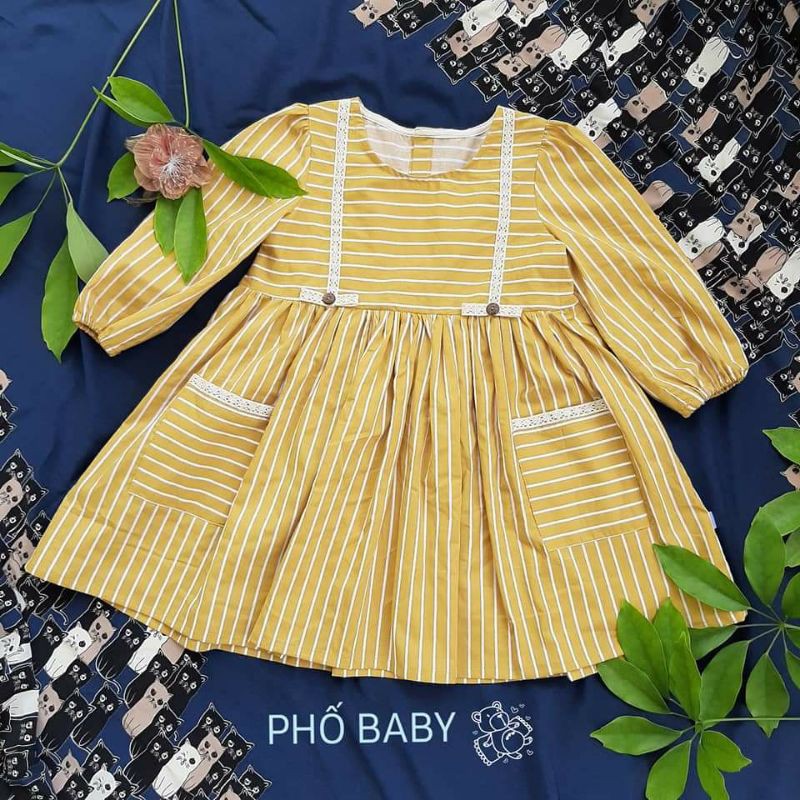 váy bé gái kẻ vàng