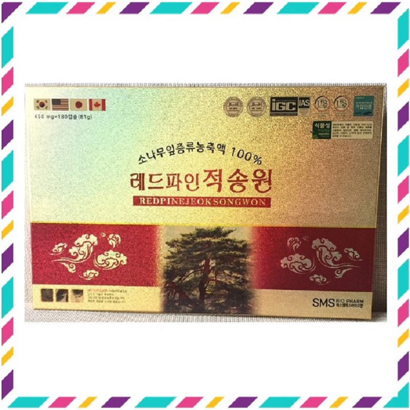 Tinh Dầu Thông Đỏ Chính Phủ Red Pine Jeok Songwon Hàn Quốc, Hộp 180 Viên, Giúp Sạch Mỡ Máu, Ngừa Ung Thư