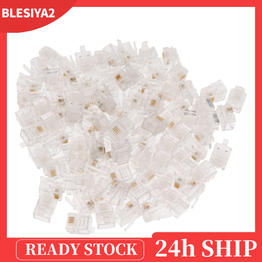 Bộ 100 Đầu Nối Dây Cáp Điện Thoại 6p4c Rj11 | BigBuy360 - bigbuy360.vn