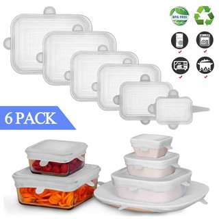 Set 6 Nắp Silicon Đậy Bảo Quản Thực Phẩm Hình Chữ Nhật