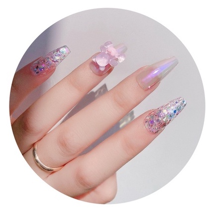 Charm gấu đính móng, charm gấu nail, charm gấu trong suốt - charm gấu tim