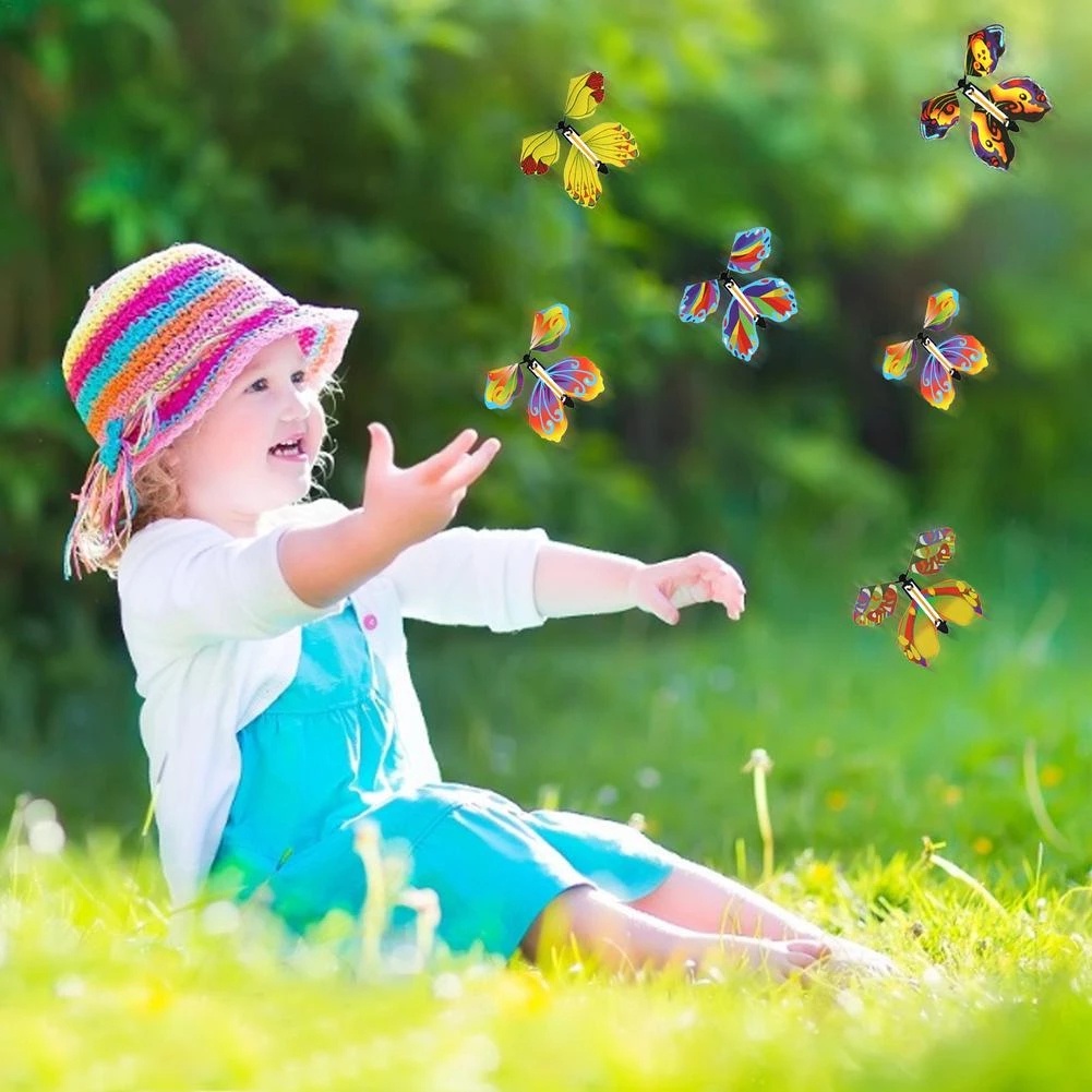 1 Bươm Bướm Đồ Chơi Bằng Dây Cao Su Màu Sắc Ngẫu Nhiên Cho Bé