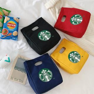 Túi đựng hộp cơm trưa chất liệu vải bố in logo starbucks dễ thương