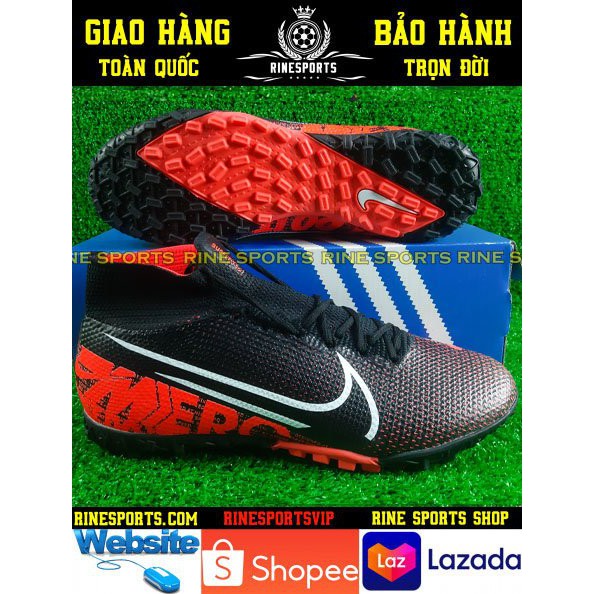 (HÀNG THAILAND) GIÀY BÓNG ĐÁ SÂN CỎ NHÂN TẠO Mercurial Vapor 13 pro đen cam cổ cao.TF.CAM KẾT Y HÌNH-CAM KẾT HÀNG