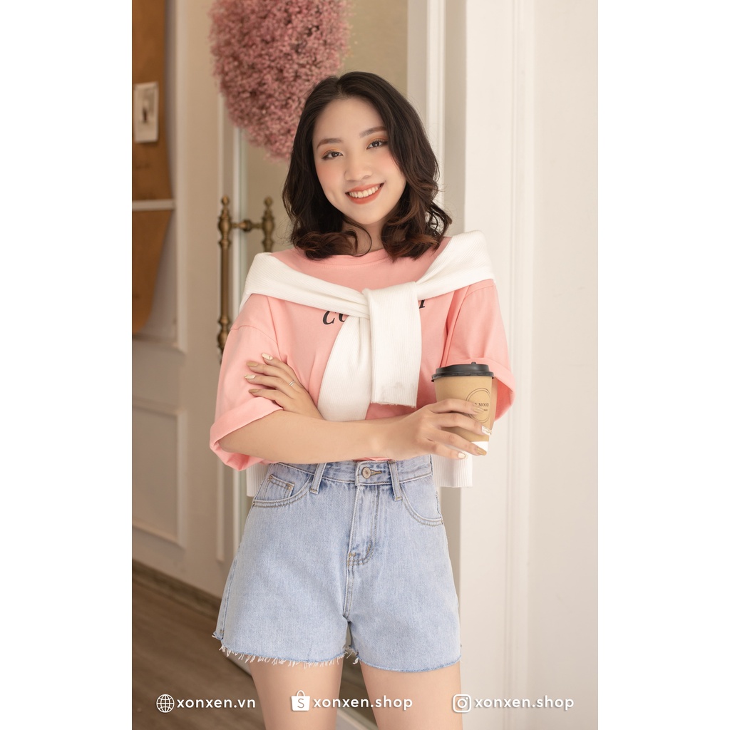 Quần Short Jean Thêu Họa Tiết Ở Túi Sau Chất Jean Co Giãn XONXEN SHOP Size S M L Mã 1083