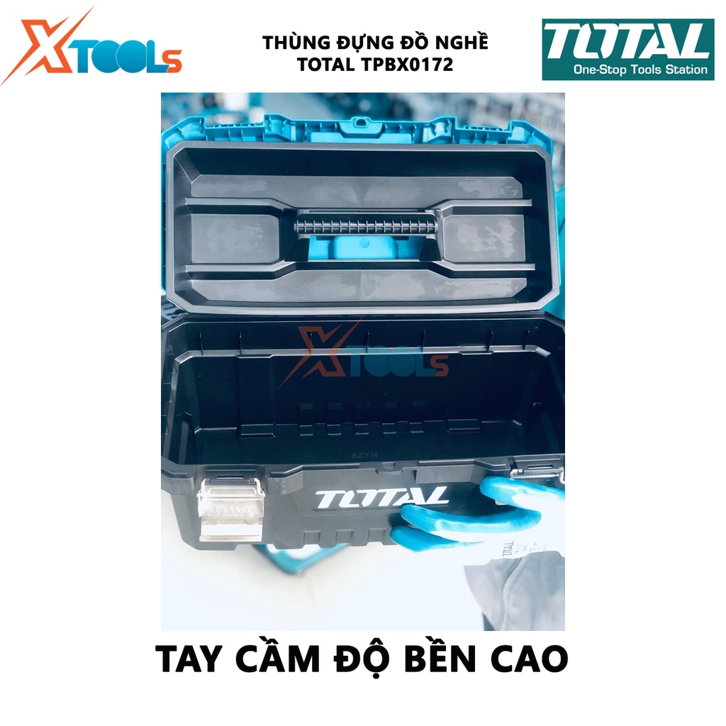 Thùng đựng đồ nghề TOTAL TPBX0172 | thùng đựng đồ nghề khóa nhựa tải trọng 15KG kích thước 436mm(17&quot;)*220mm（8.7&quot;)*205mm(