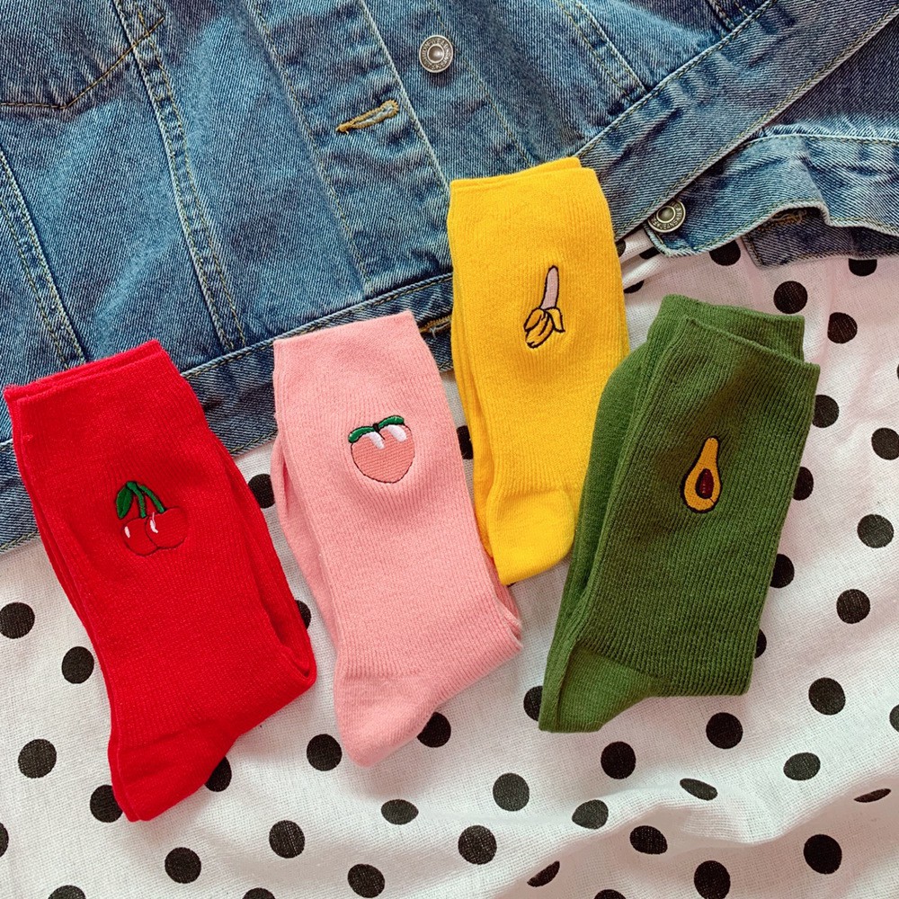 [Mã SKAMCLU8 giảm 10% cho đơn từ 100K] Vớ/Tất cổ cao hình hoa quả xinh