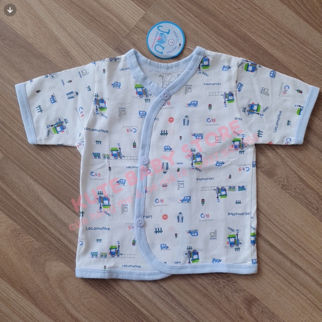 Áo sơ sinh Tay Ngắn Cài Xéo Họa Tiết JOU, chất vải cotton 100% cao cấp mềm, mịn, thoáng mát, hàng giao giống hình