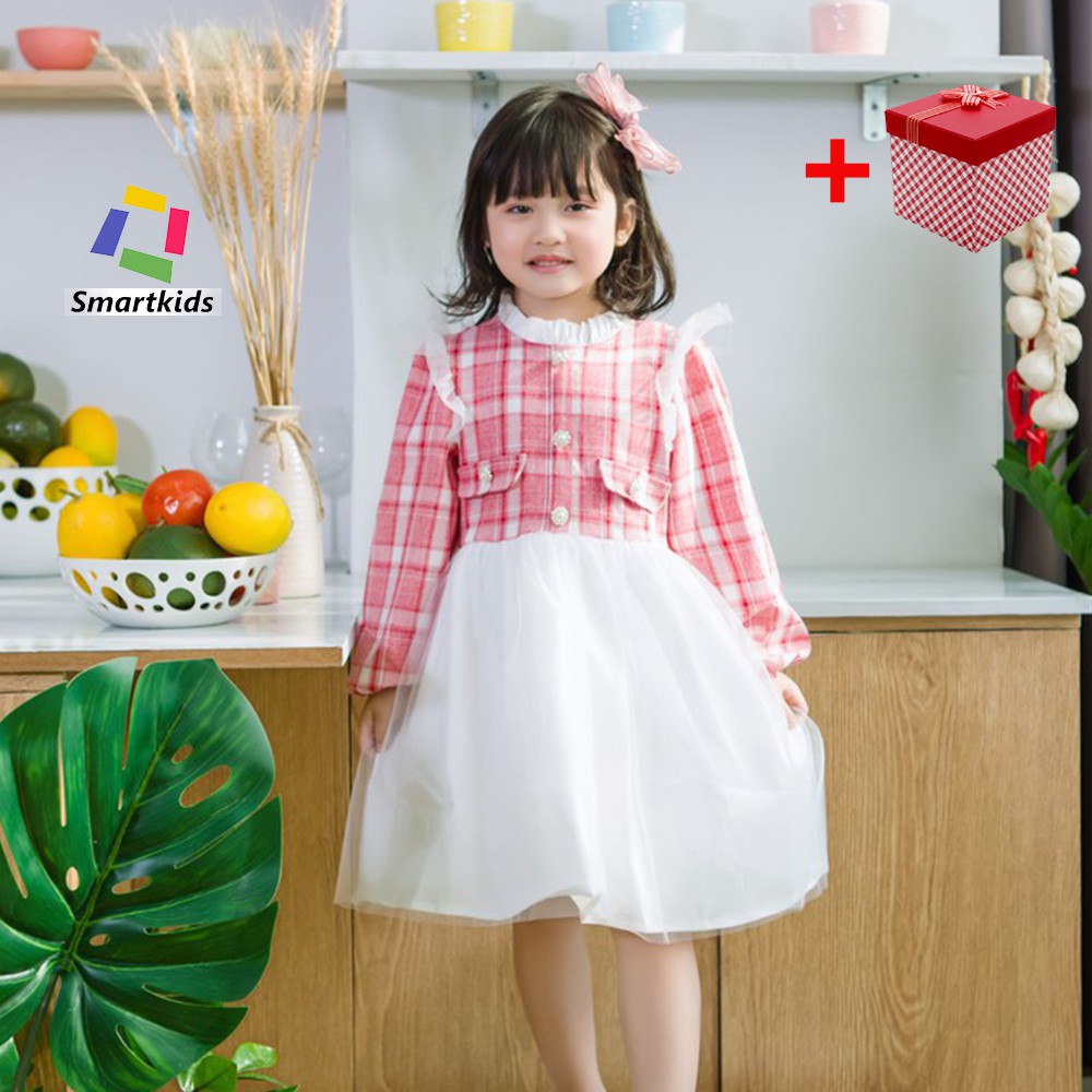 Váy dạ cho bé gái Smartkids mix chân voan cao cấp TE2711