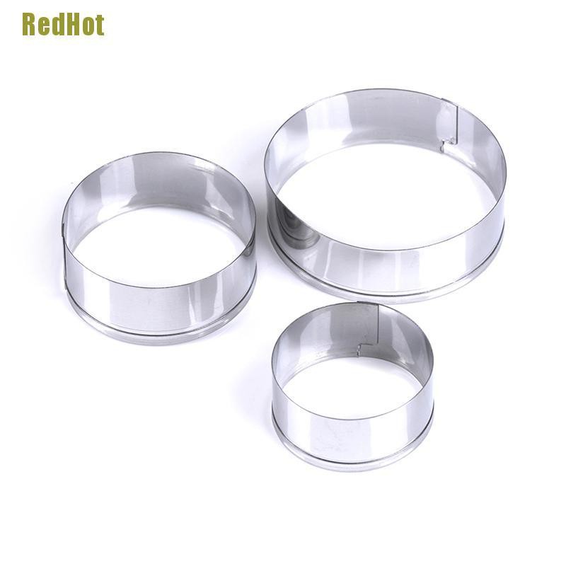 Bộ 3 Khuôn Làm Bánh Tròn Bằng Thép Không Gỉ Cao Cấp