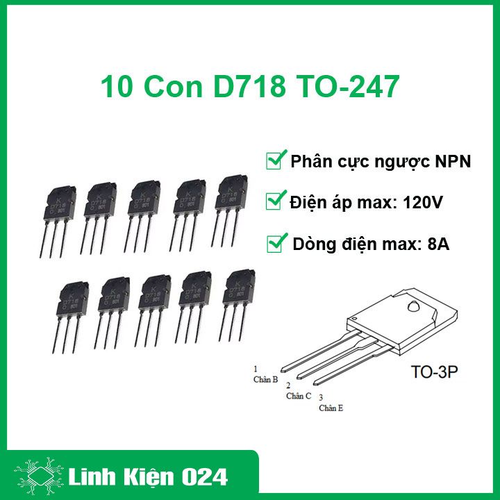 Gói 10 Con D718 TO-247 Trans NPN 8A 120V (giá sỉ)