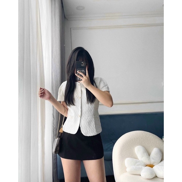 Áo dạ tweed cộc tay