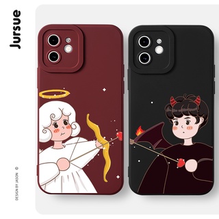 Ốp lưng JURSUE hoạt hình cặp đôi dễ thương đẹp ngộ nghĩnh mềm Compatible for iPhone 16 15 14 13 12 11 Pro Max SE 2020 X XR XS ip 8 7 Plus kute XYH454