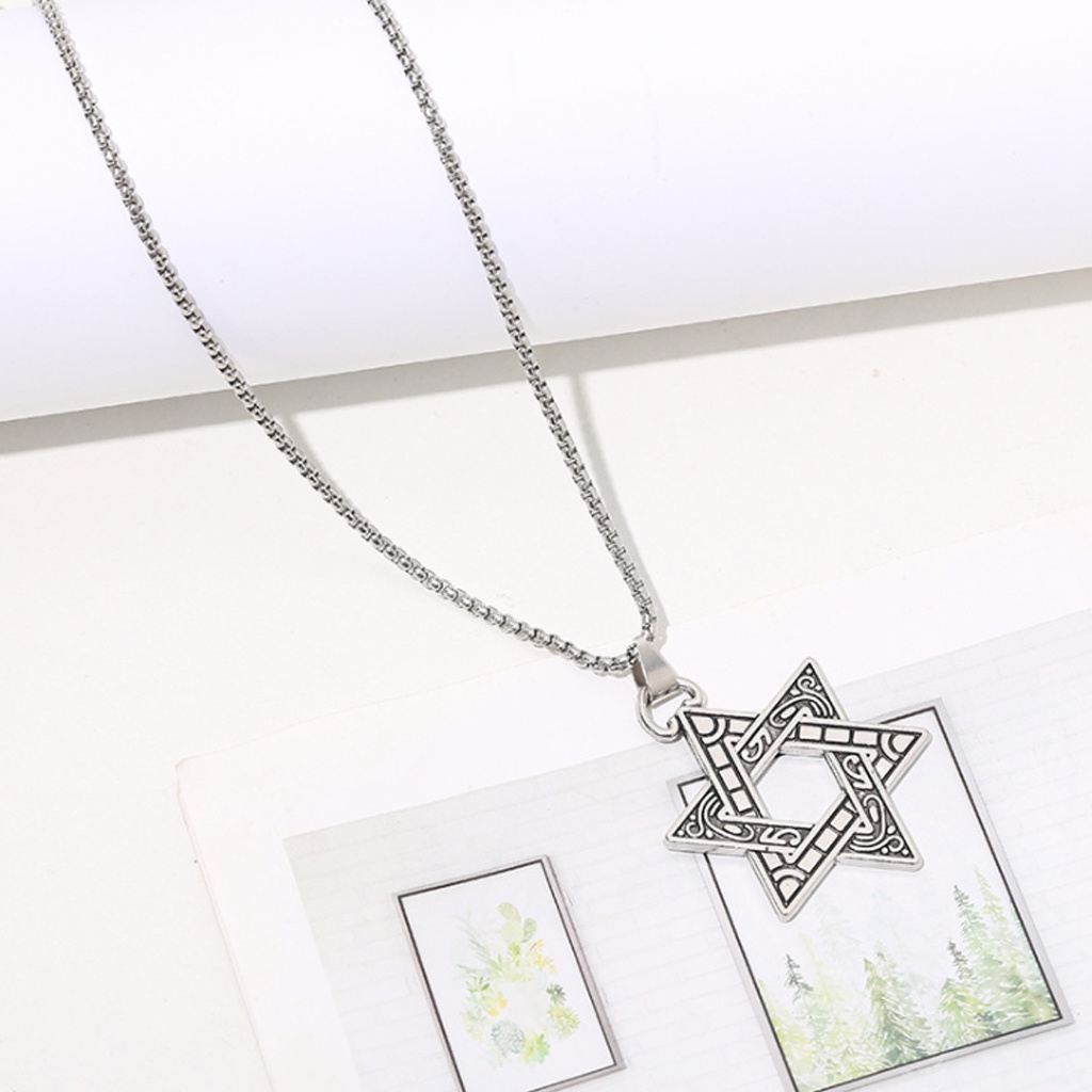 Dây chuyền nam nữ mạ bạc sáng bóng hình mặt ngôi sao, phong cách thời trang cá tính