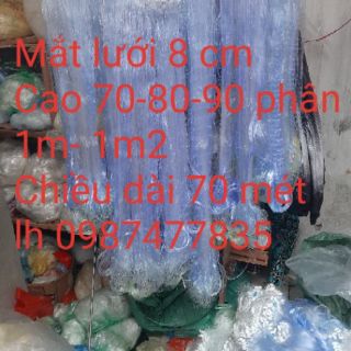 LƯỚI ĐÁNH CÁ 3 MÀN LƯỚI THÁI 8 PHÂN CAO 70-80-90 phân 1m-1m2 DÀI 70 MÉT
